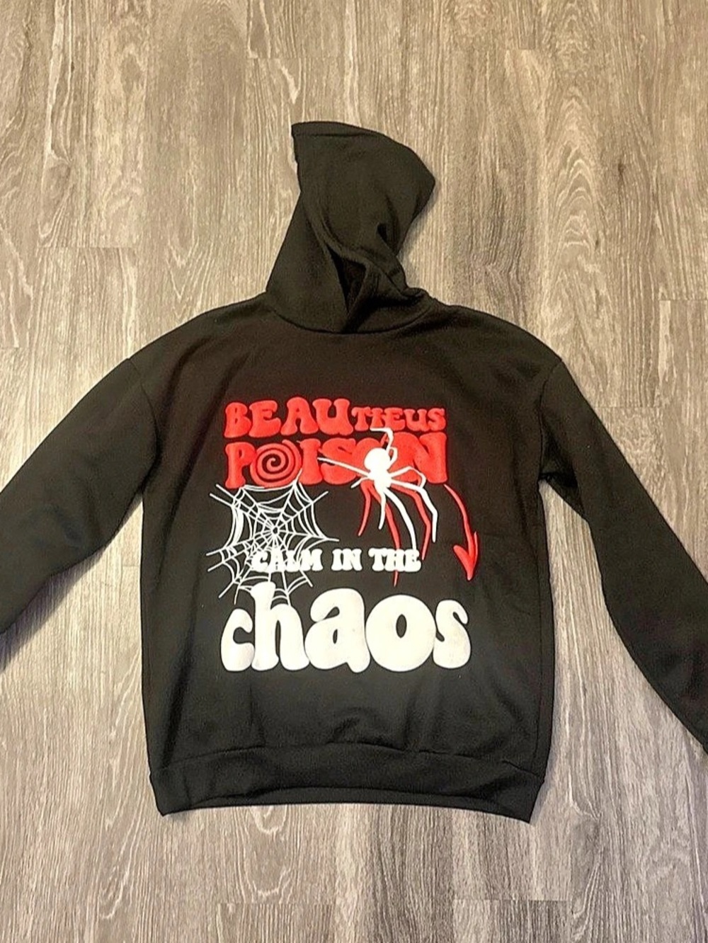 Graphic Pullover Hoodie in Black & Red Like New